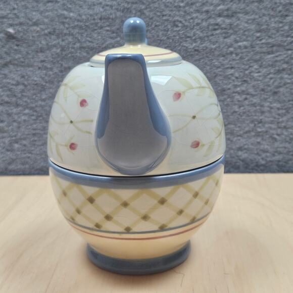 Tea for One Teapot and Cup Cottage Core Tea Pot Small Blue Teapot Gift Tea Party - Picture 2 of 11